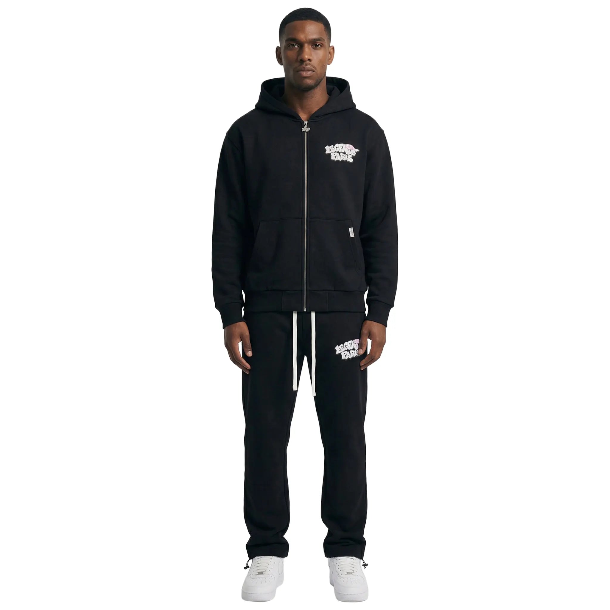 Model View of Légende Paris Cold World Black Sweatpants